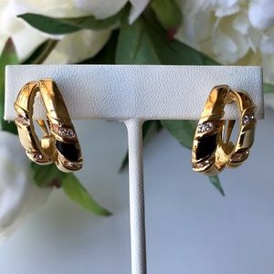 VTG Givenchy Enamel Rhinestones Clip On Earrings